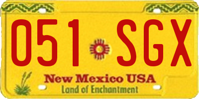 NM license plate 051SGX