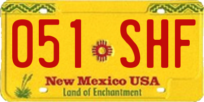 NM license plate 051SHF