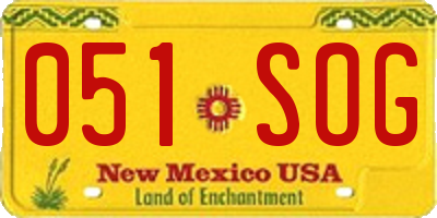 NM license plate 051SOG