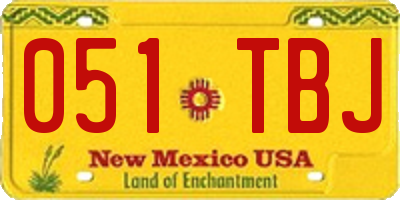 NM license plate 051TBJ
