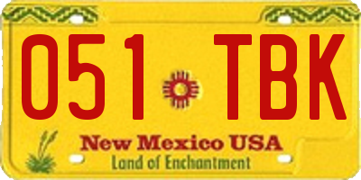 NM license plate 051TBK