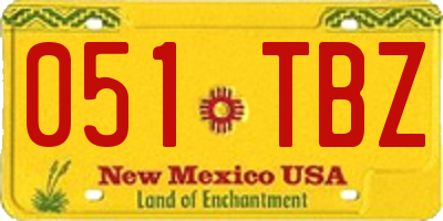 NM license plate 051TBZ