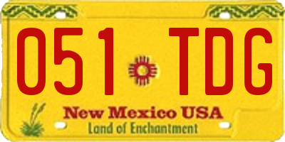 NM license plate 051TDG