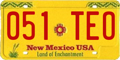 NM license plate 051TEO