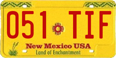 NM license plate 051TIF