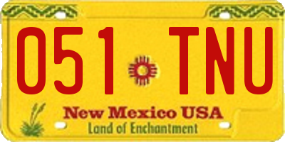 NM license plate 051TNU