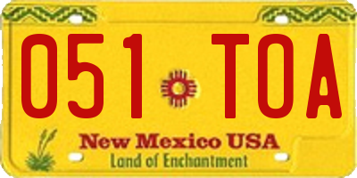 NM license plate 051TOA