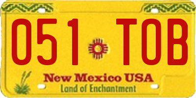 NM license plate 051TOB