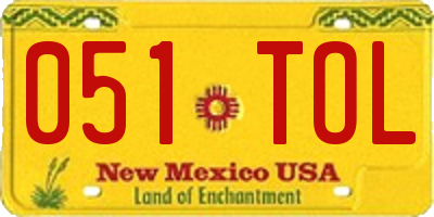 NM license plate 051TOL
