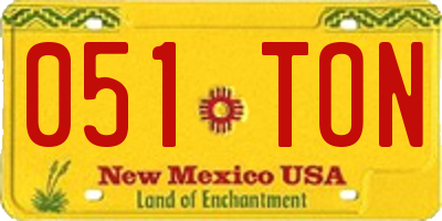 NM license plate 051TON