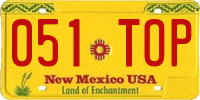 NM license plate 051TOP