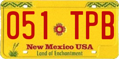 NM license plate 051TPB