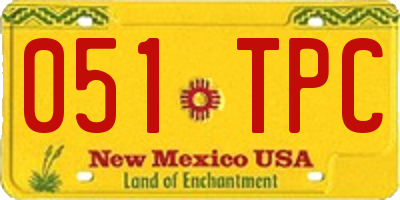 NM license plate 051TPC