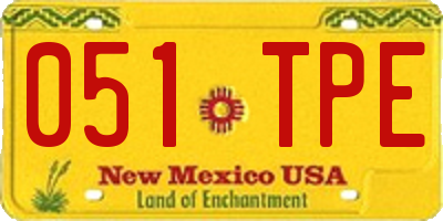 NM license plate 051TPE