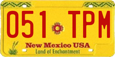 NM license plate 051TPM