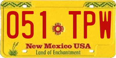 NM license plate 051TPW