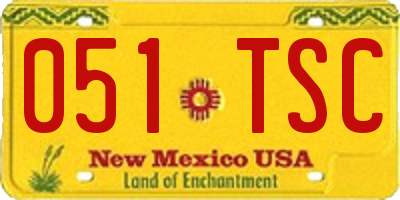 NM license plate 051TSC
