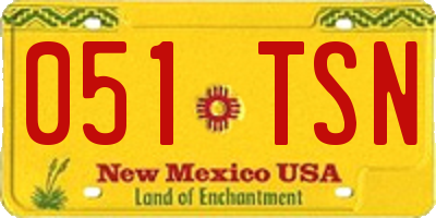 NM license plate 051TSN