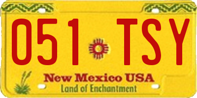 NM license plate 051TSY