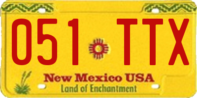 NM license plate 051TTX