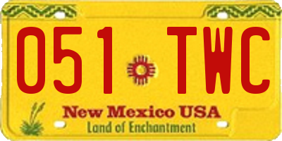 NM license plate 051TWC