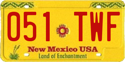 NM license plate 051TWF