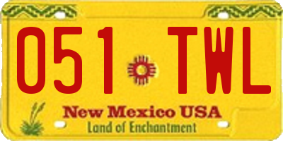 NM license plate 051TWL