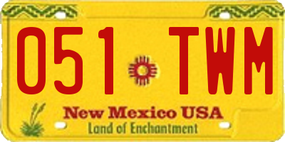 NM license plate 051TWM