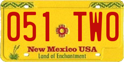 NM license plate 051TWO