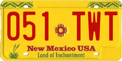 NM license plate 051TWT