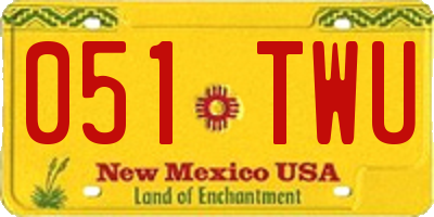 NM license plate 051TWU