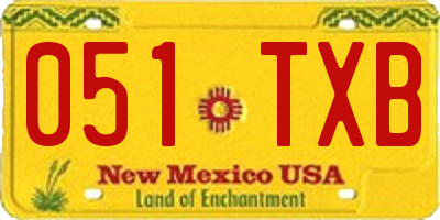 NM license plate 051TXB