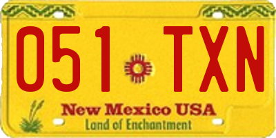 NM license plate 051TXN