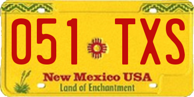 NM license plate 051TXS