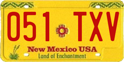 NM license plate 051TXV