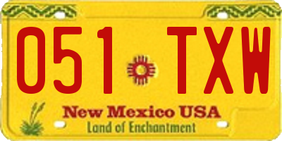 NM license plate 051TXW