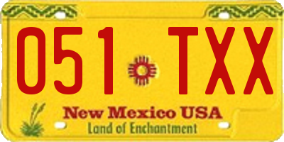 NM license plate 051TXX
