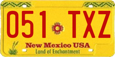 NM license plate 051TXZ