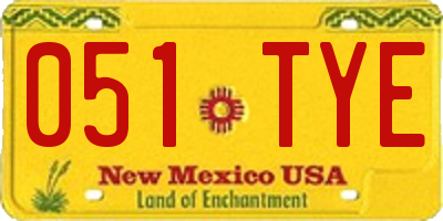 NM license plate 051TYE