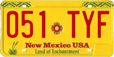 NM license plate 051TYF