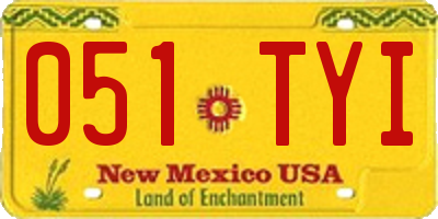NM license plate 051TYI