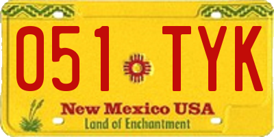 NM license plate 051TYK