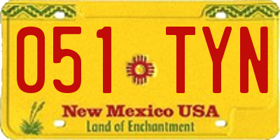 NM license plate 051TYN
