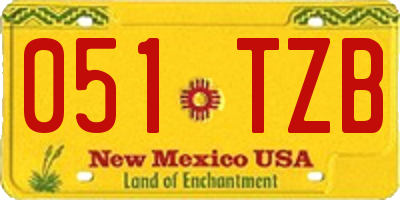 NM license plate 051TZB