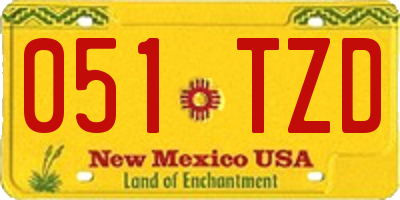 NM license plate 051TZD