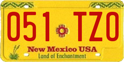 NM license plate 051TZO