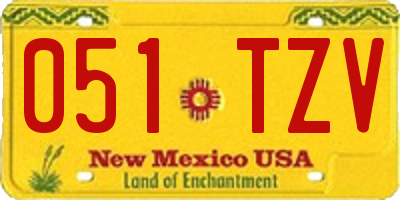 NM license plate 051TZV