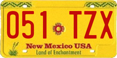 NM license plate 051TZX