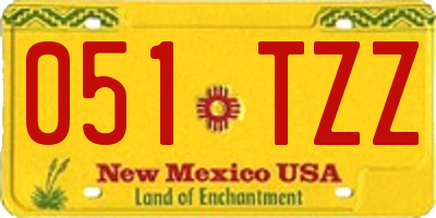 NM license plate 051TZZ