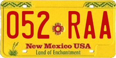 NM license plate 052RAA